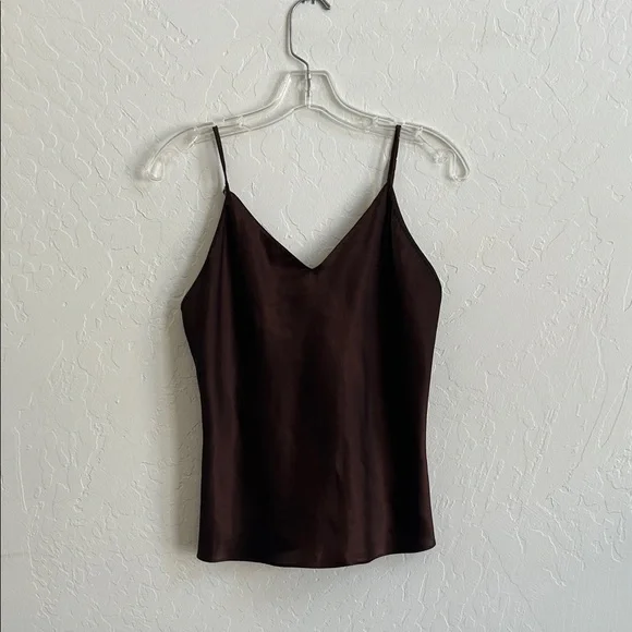 Mocha Brown Satin V-Neck Cami Top - Women - Picture 1 of 2